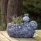 15.5" Gray Snail, Flower, & Ladybug Outdoor Garden Planter